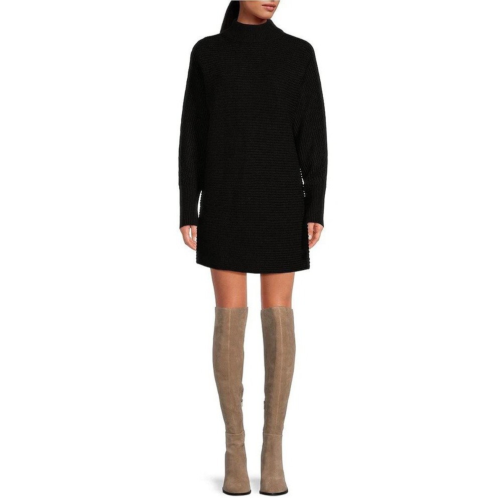 Gianni Bini NWT Michelle Acrylic Turtleneck Long Sleeve‎ Sweater Dress Black L